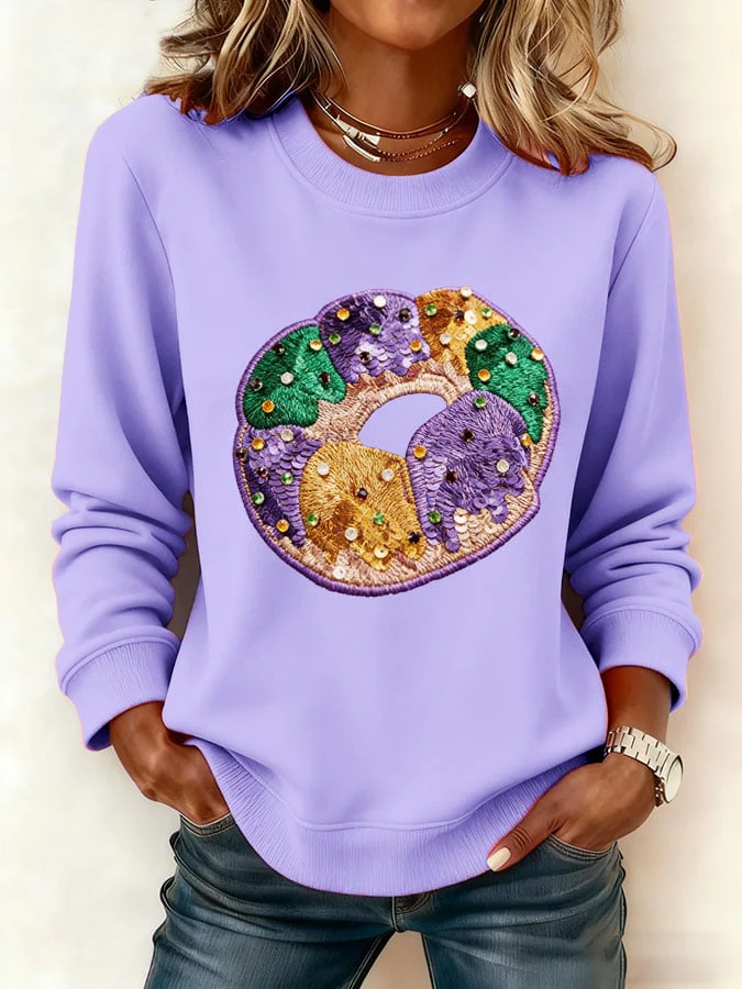 Women's Mardi Gras Print Sweatshirt - Image 2