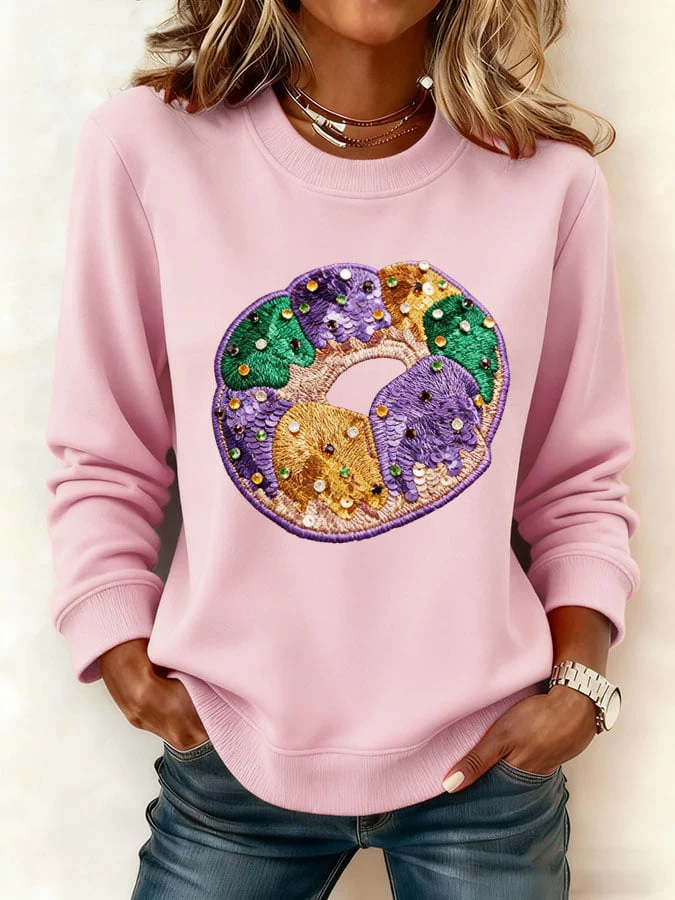 Women's Mardi Gras Print Sweatshirt - Image 3
