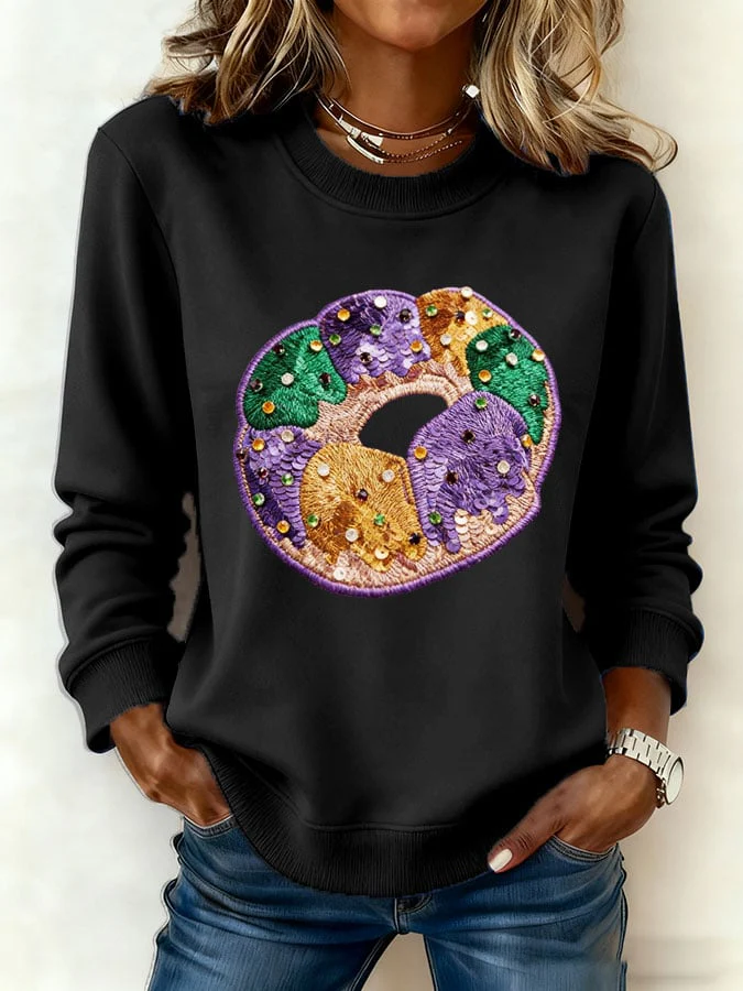 Women's Mardi Gras Print Sweatshirt - Image 5
