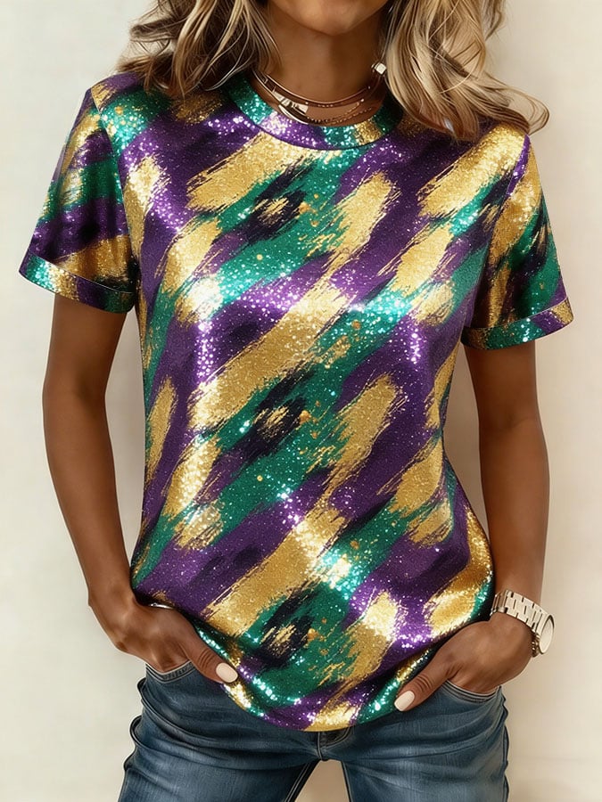 Women's Mardi Gras Print T-shirt