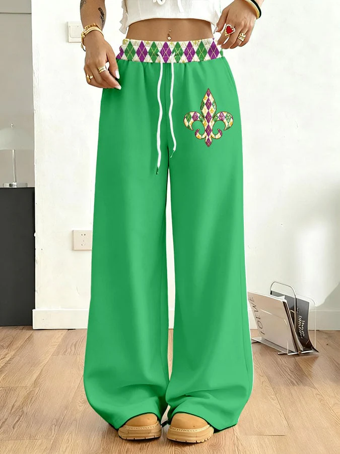 Women's Mardi Gras Printed Casual Fleece Sweatpants - Image 4