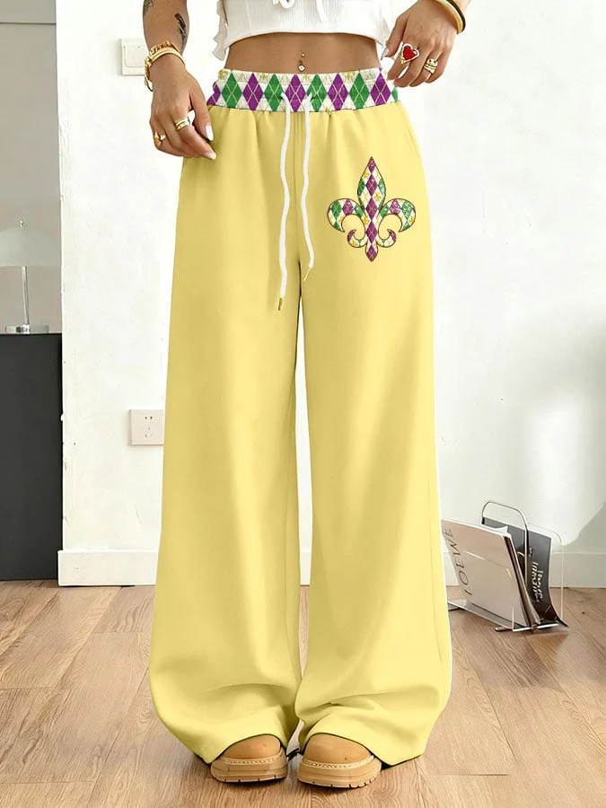 Women's Mardi Gras Printed Casual Fleece Sweatpants - Image 5