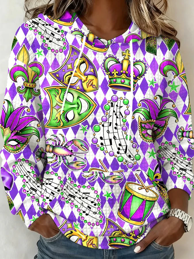 Women's Mardi Gras Printed Casual Sweatshirt
