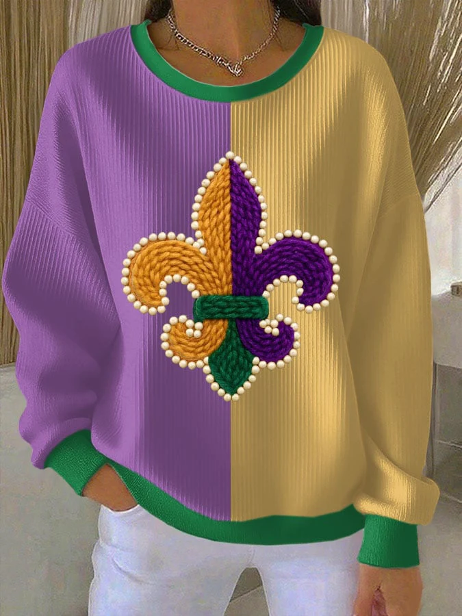 Women's Mardi Gras Printed Sweatshirt