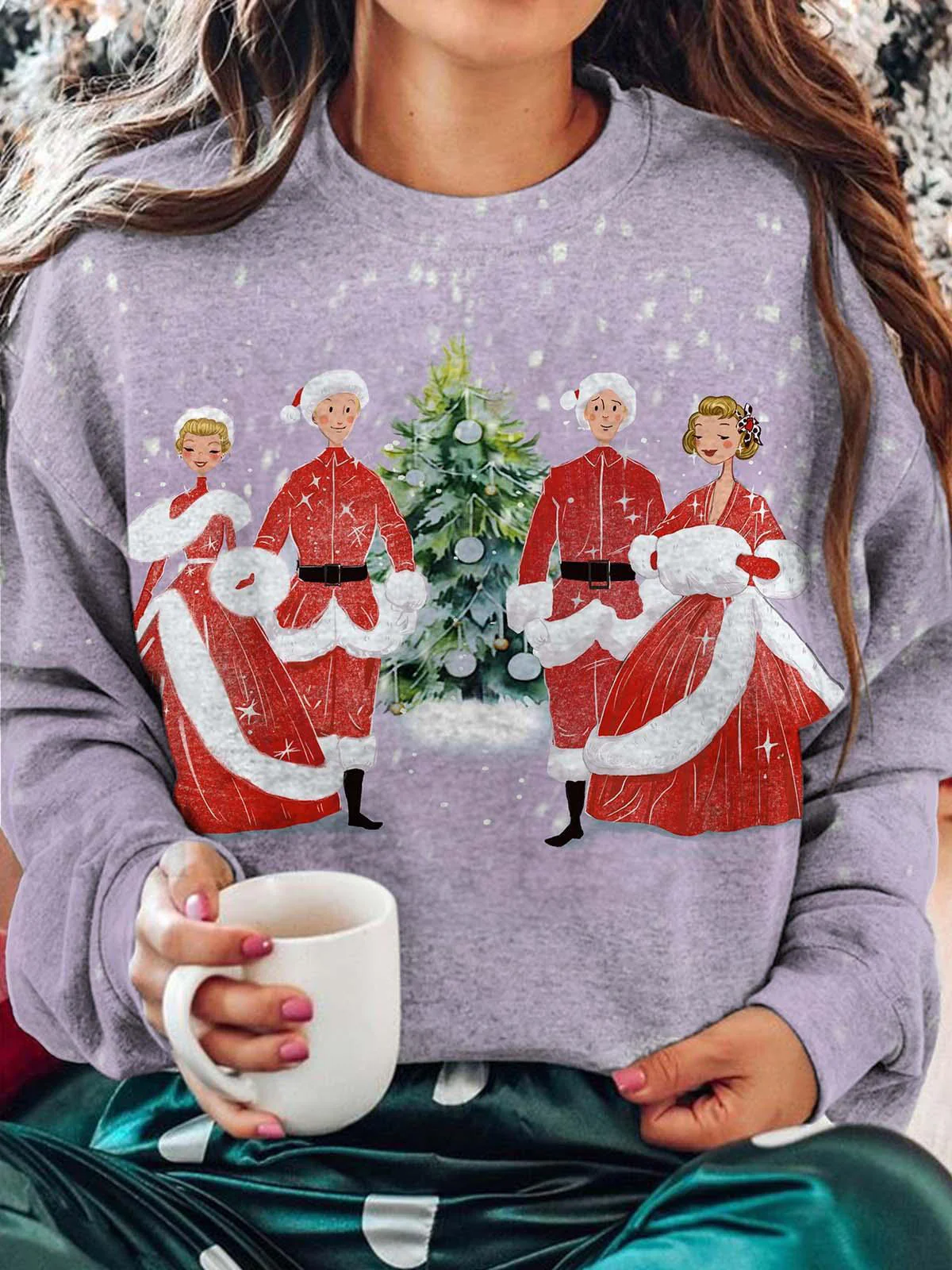 Women's Merry Christmas Print Casual Long Sleeve Top - Image 3