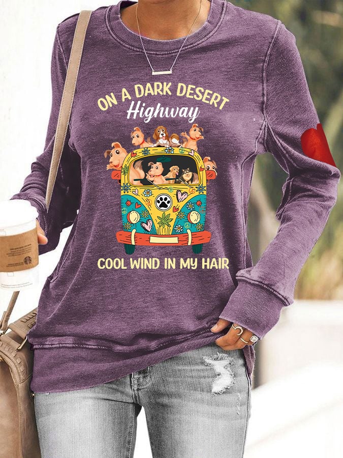 Women's On A Dark Desert Highway Cool Wind In My Hair Hippie Sweatshirt - Image 14