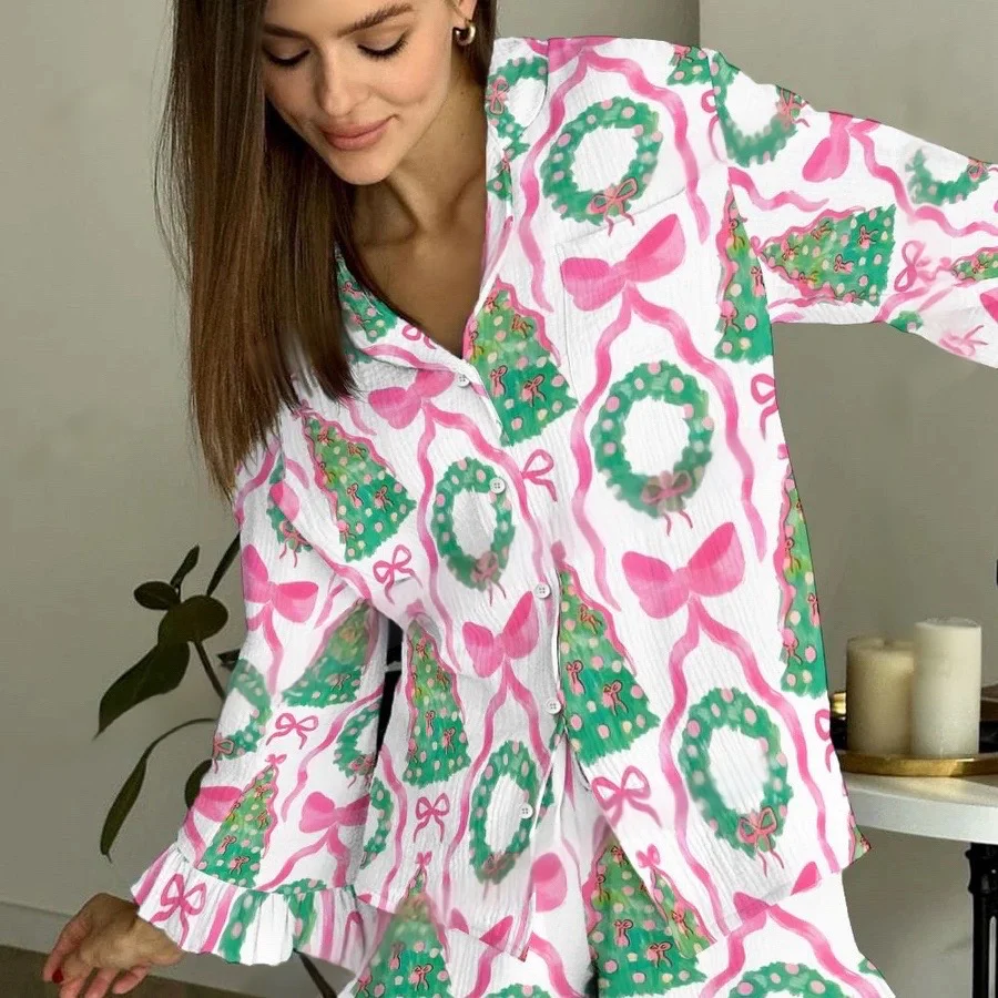 Women's Pink Bubble Wreath Vintage Printed Suit