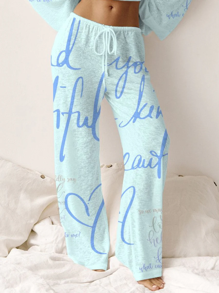 Women's Pink Long Sleeve Cotton Homewear Set - Image 13