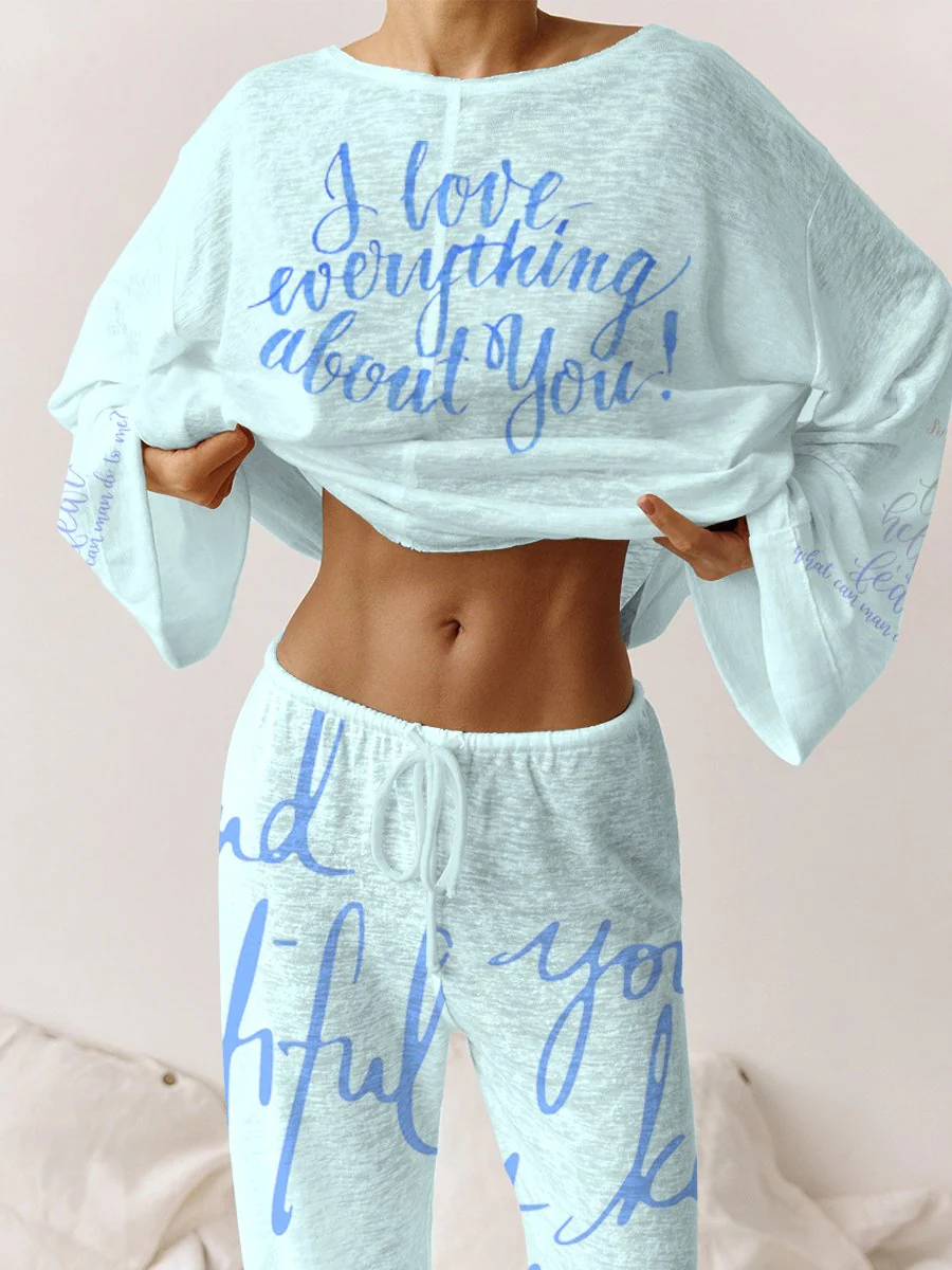 Women's Pink Long Sleeve Cotton Homewear Set - Image 5