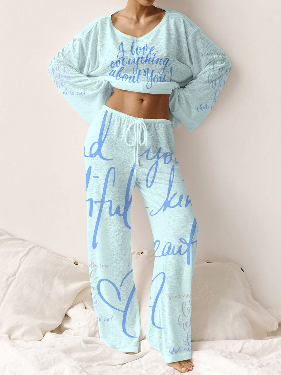 Women's Pink Long Sleeve Cotton Homewear Set - Image 6