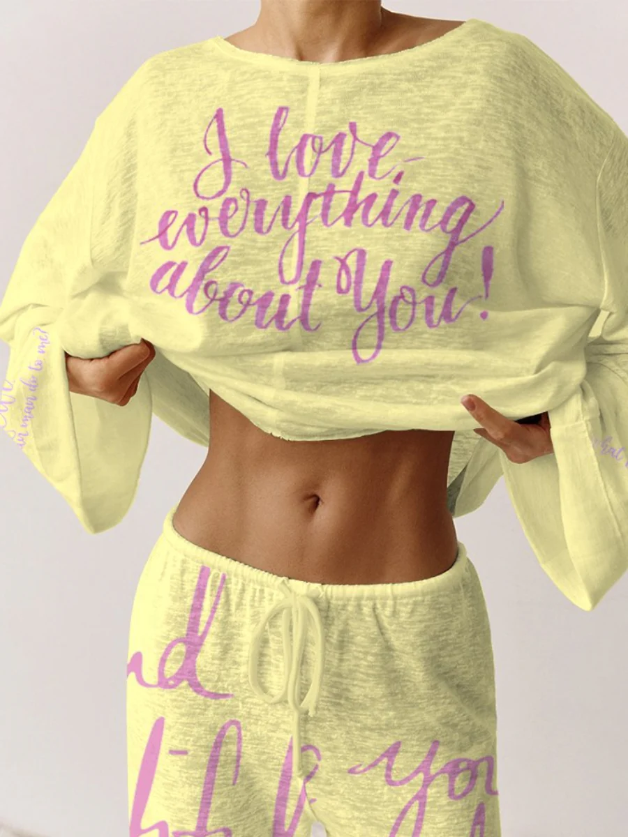 Women's Pink Long Sleeve Cotton Homewear Set - Image 7