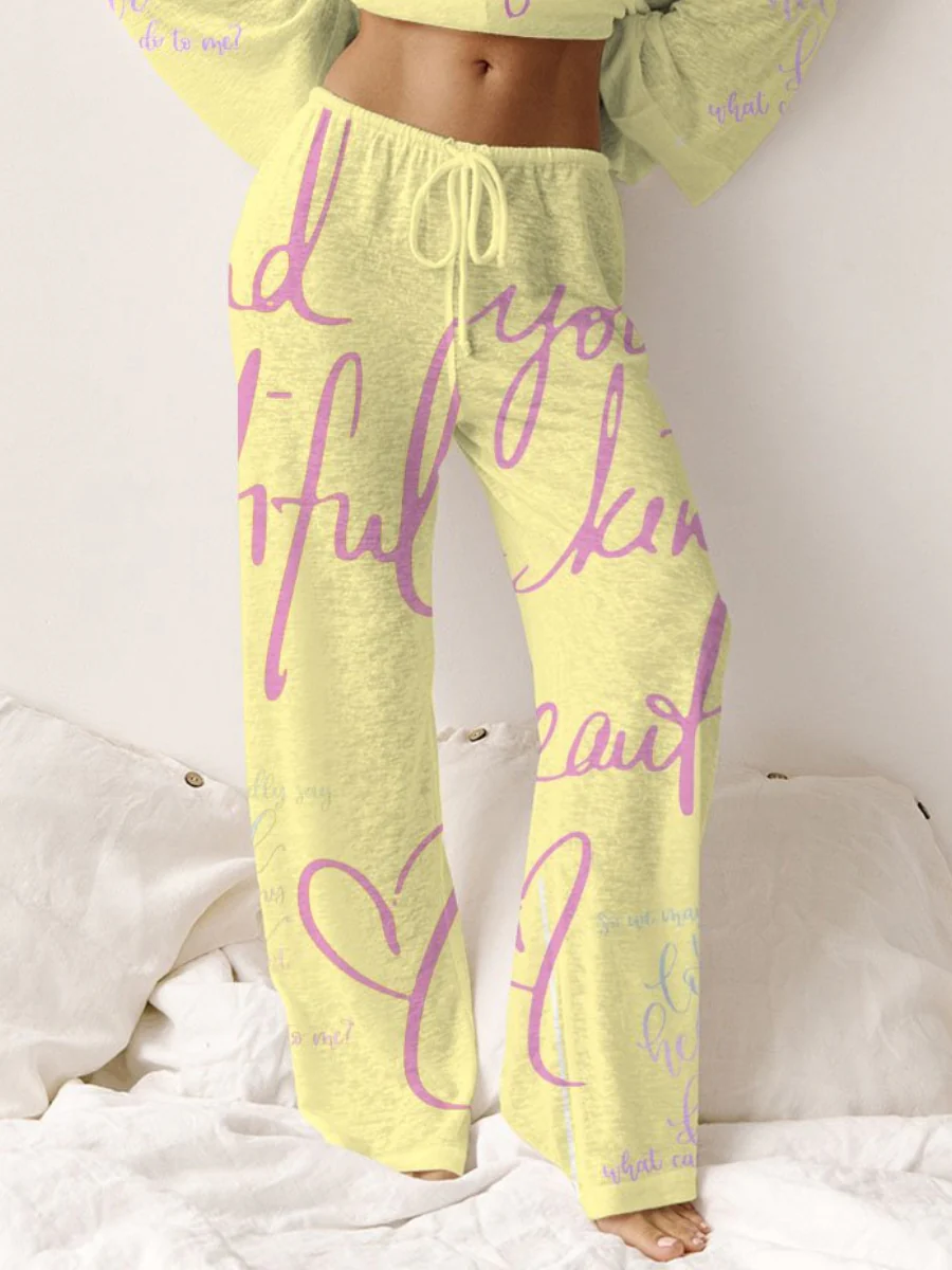 Women's Pink Long Sleeve Cotton Homewear Set - Image 8