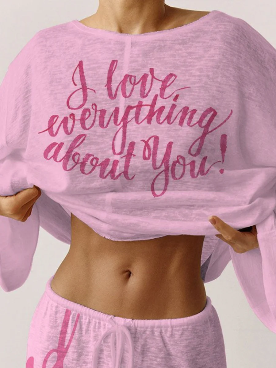 Women's Pink Long Sleeve Cotton Homewear Set - Image 9