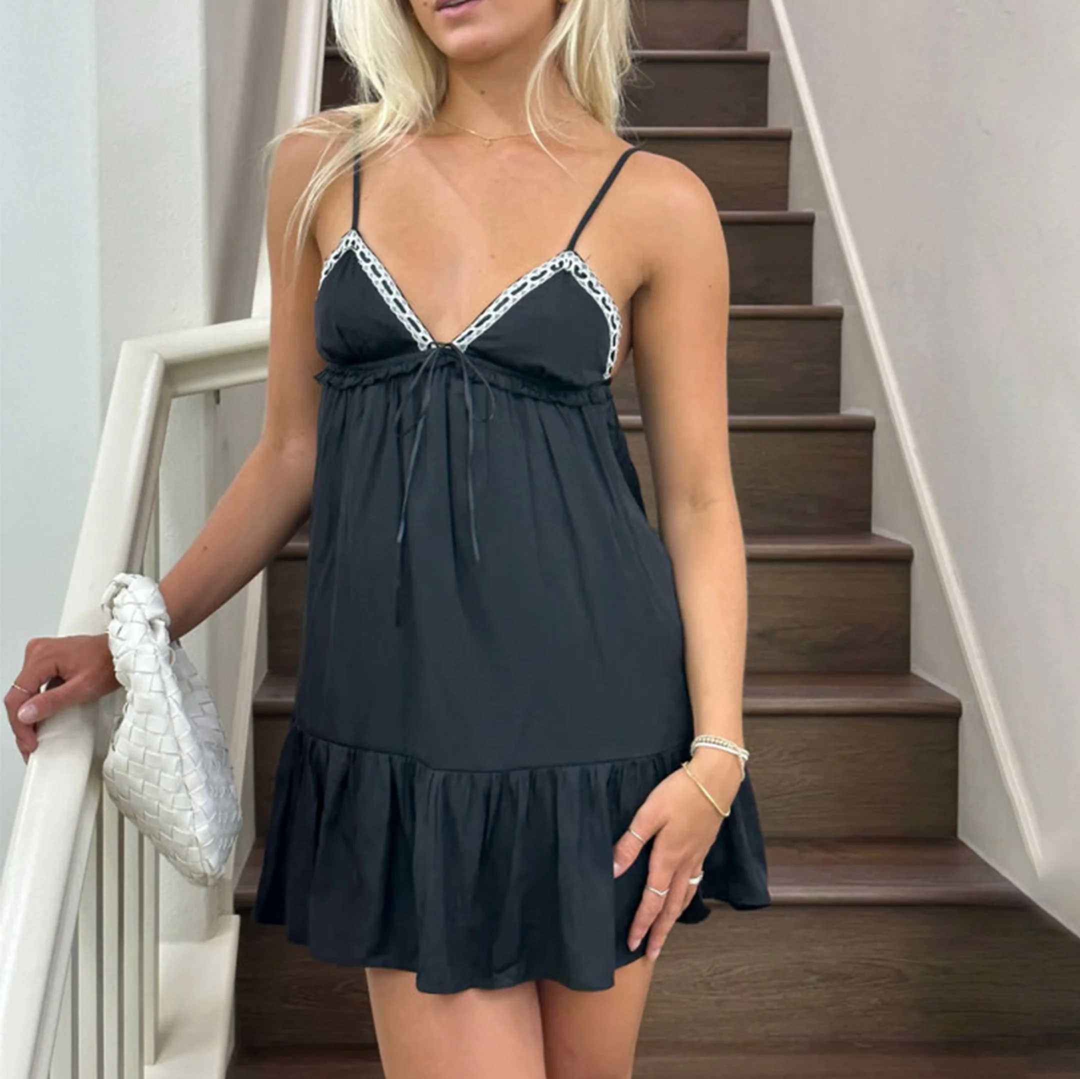 Women's Plain Suspender Mini Dress - Image 2