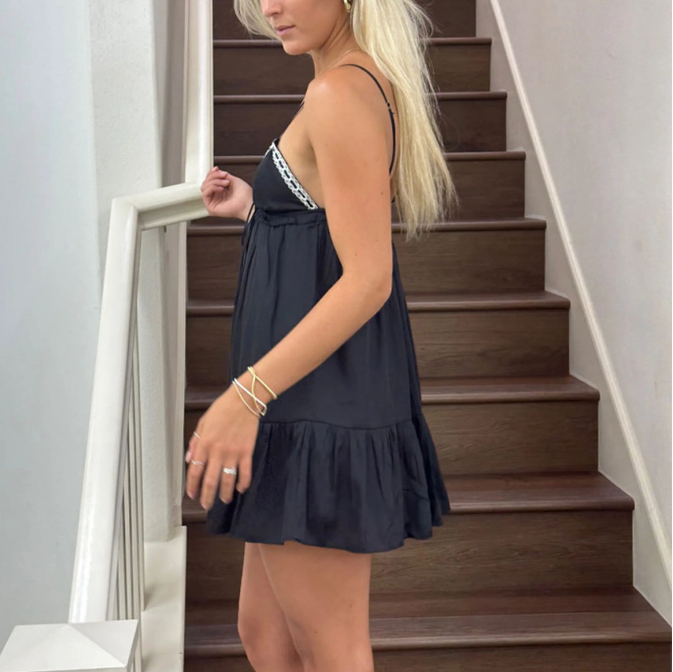 Women's Plain Suspender Mini Dress - Image 4