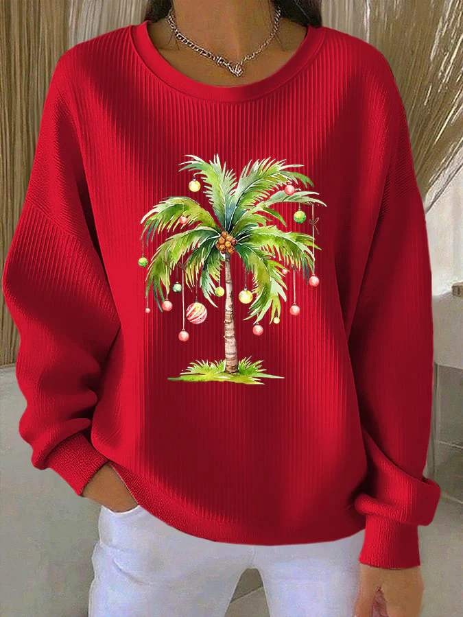 Women's Print Knit Crew Neck Long Sleeve Top