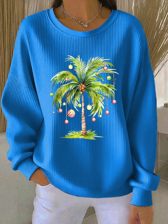 Women's Print Knit Crew Neck Long Sleeve Top - Image 5