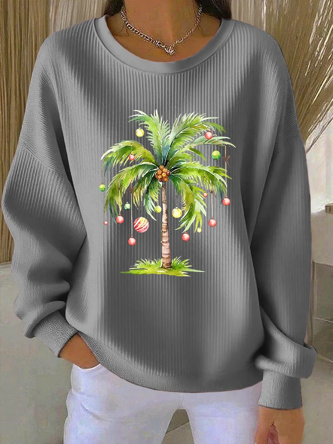 Women's Print Knit Crew Neck Long Sleeve Top - Image 6