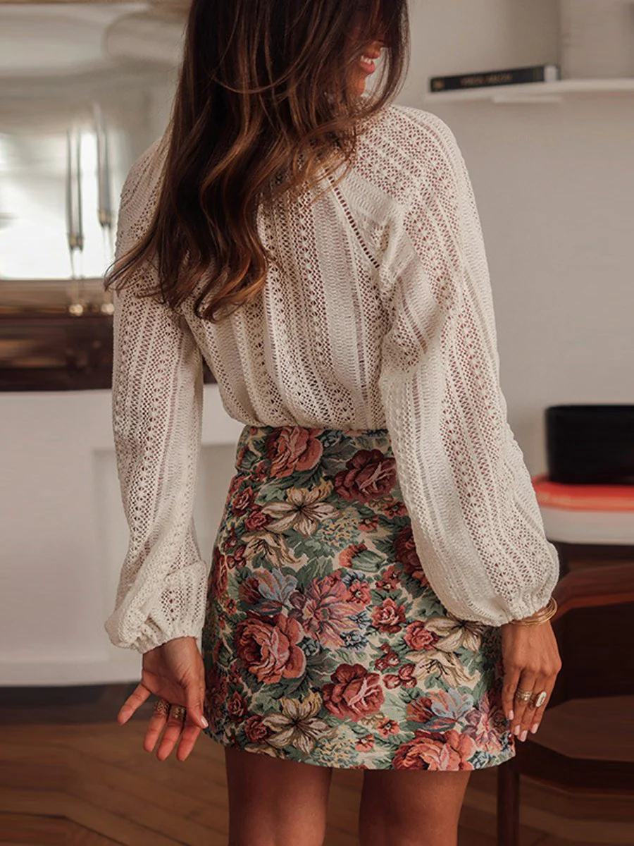 Women's Puff Sleeve Lace Long Sleeve Blouse - Image 2