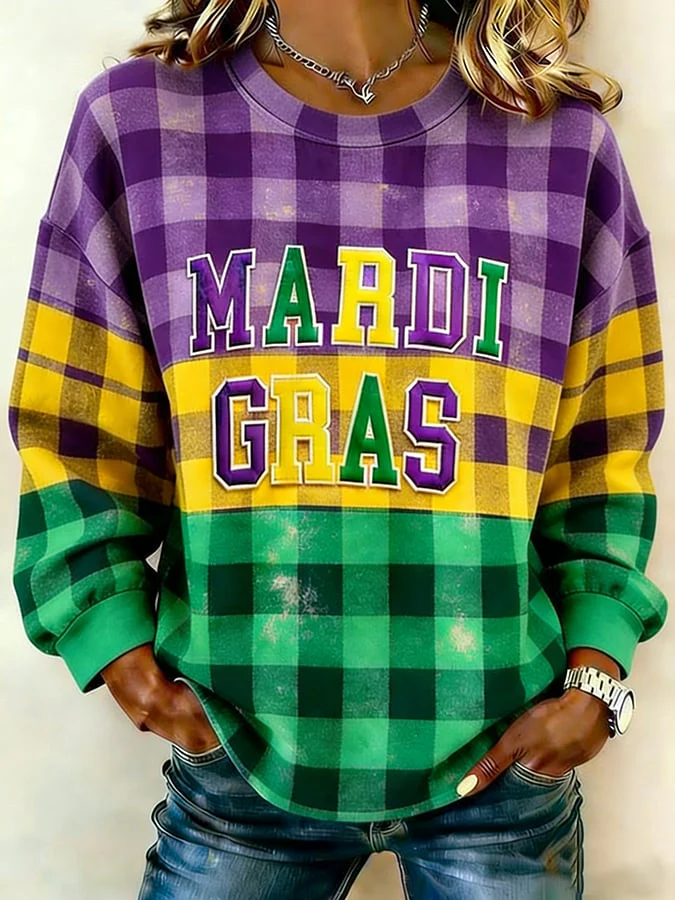 Women's Retro Mardi Gras Art Print Sweatshirt
