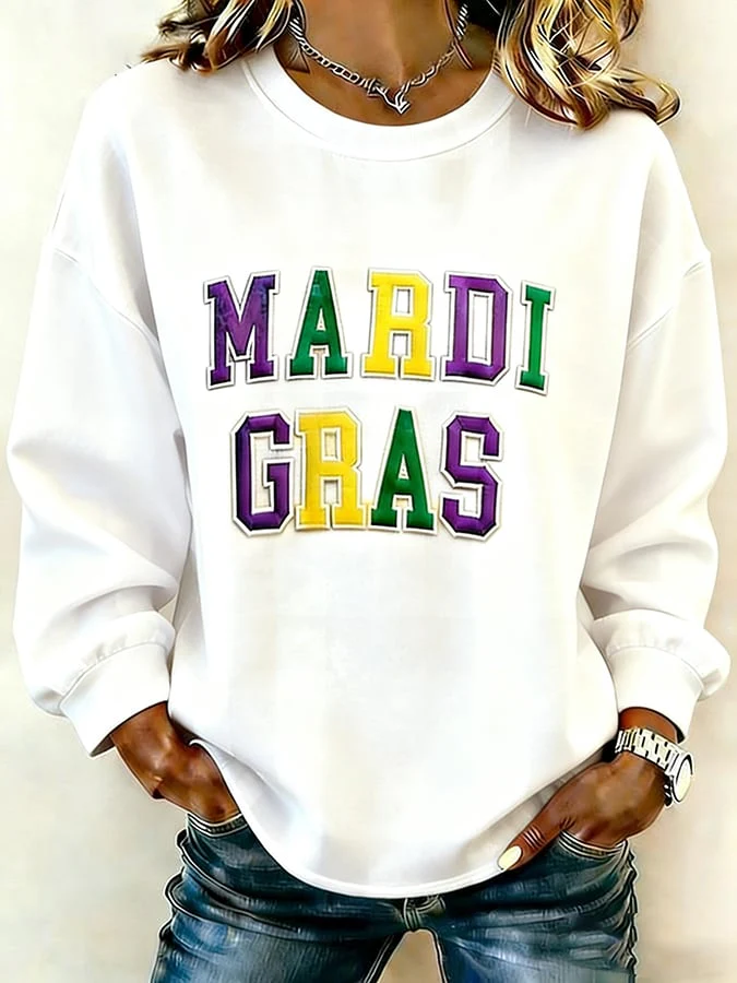 Women's Retro Mardi Gras Art Print Sweatshirt - Image 2