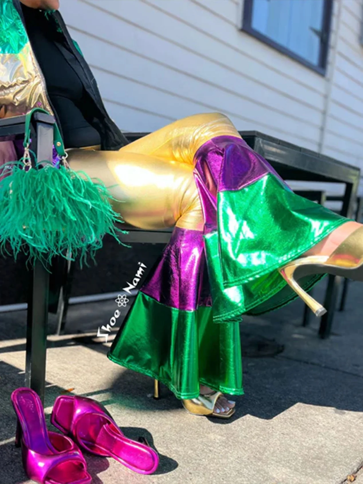 Women's Retro Mardi Gras Bell-Bottom Pants - Image 5
