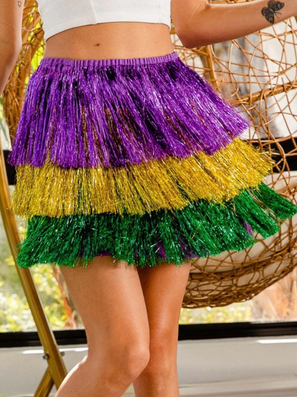 Women's Retro Mardi Gras Fringe Skirt - Image 3