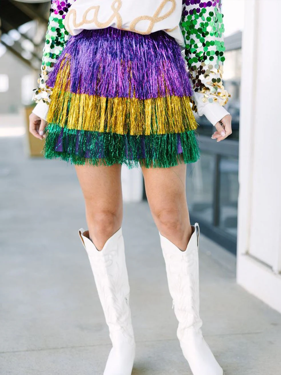 Women's Retro Mardi Gras Fringe Skirt - Image 4