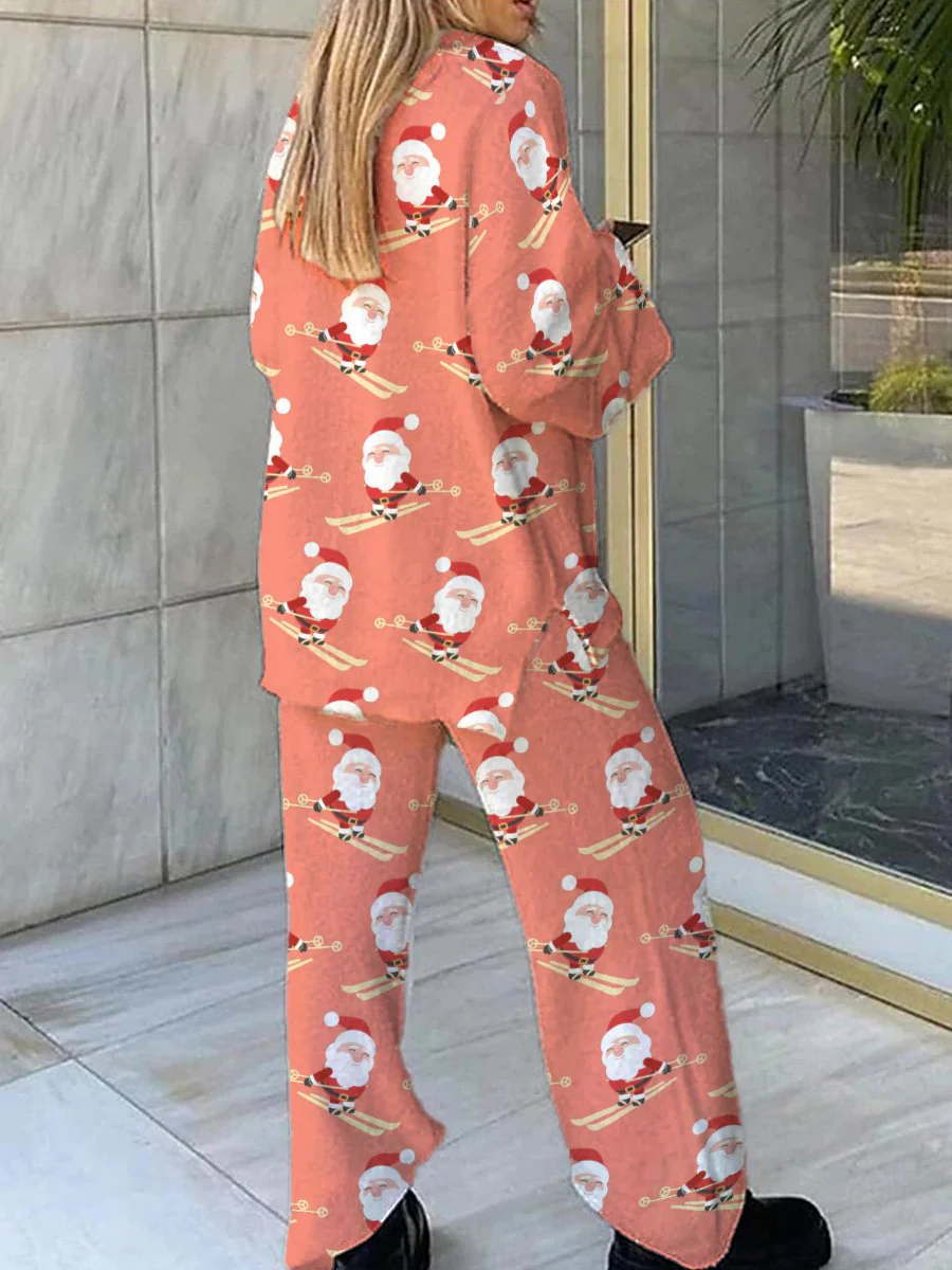 Women's Santa Claus Ski Print Pajama Set - Image 2