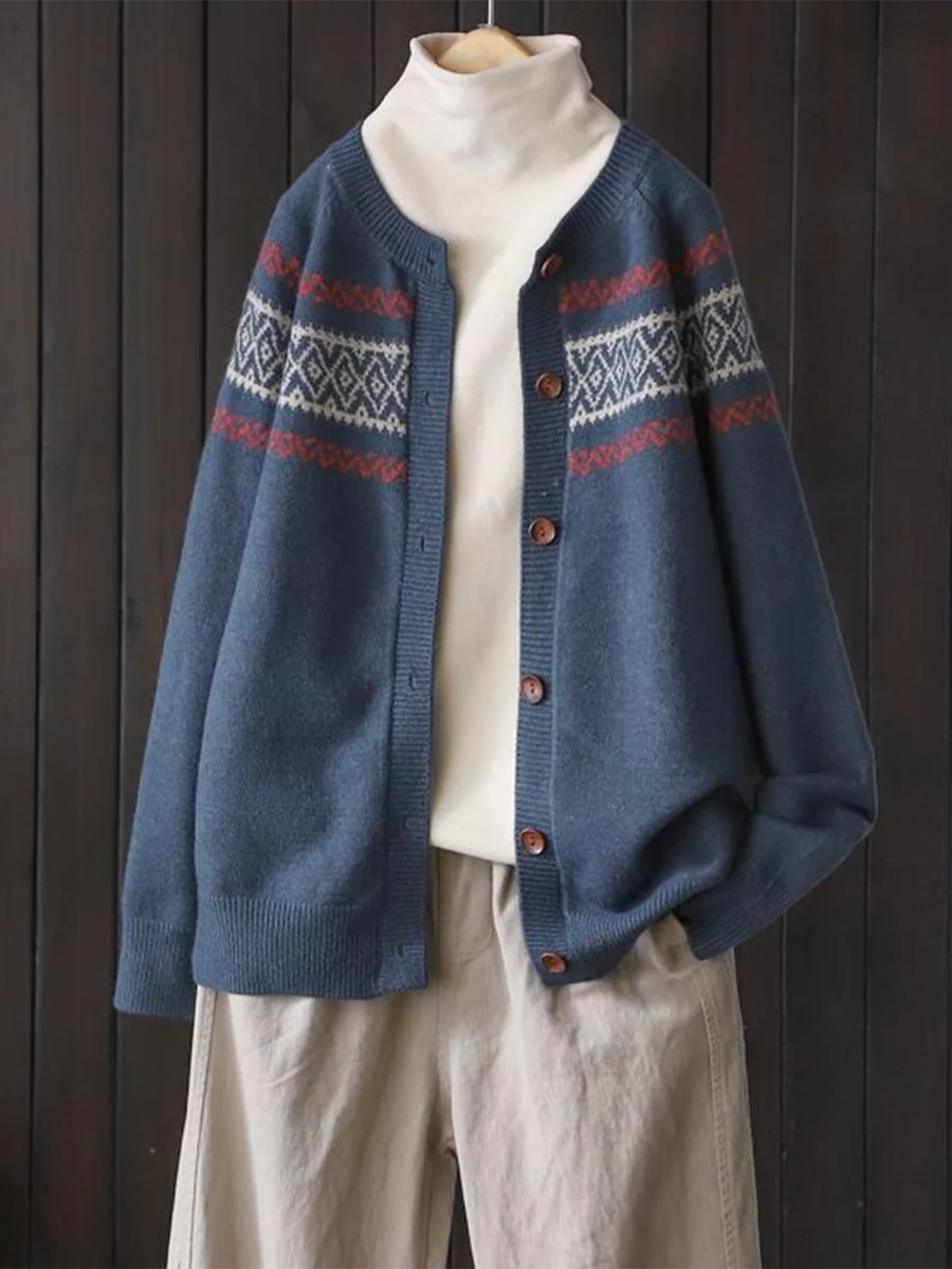 Women's Soft Totem Print Soft Button Cardigan Sweater - Image 4