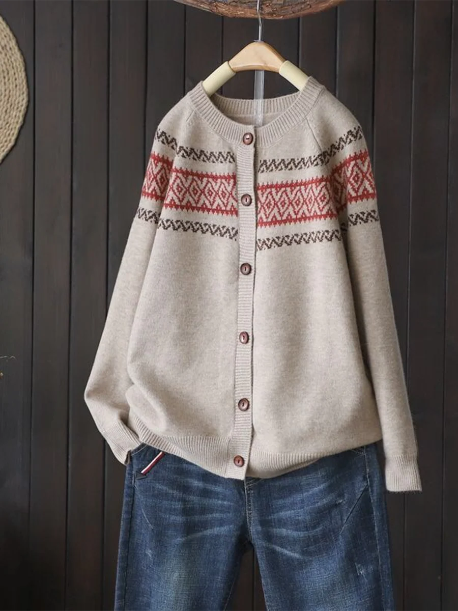 Women's Soft Totem Print Soft Button Cardigan Sweater - Image 6