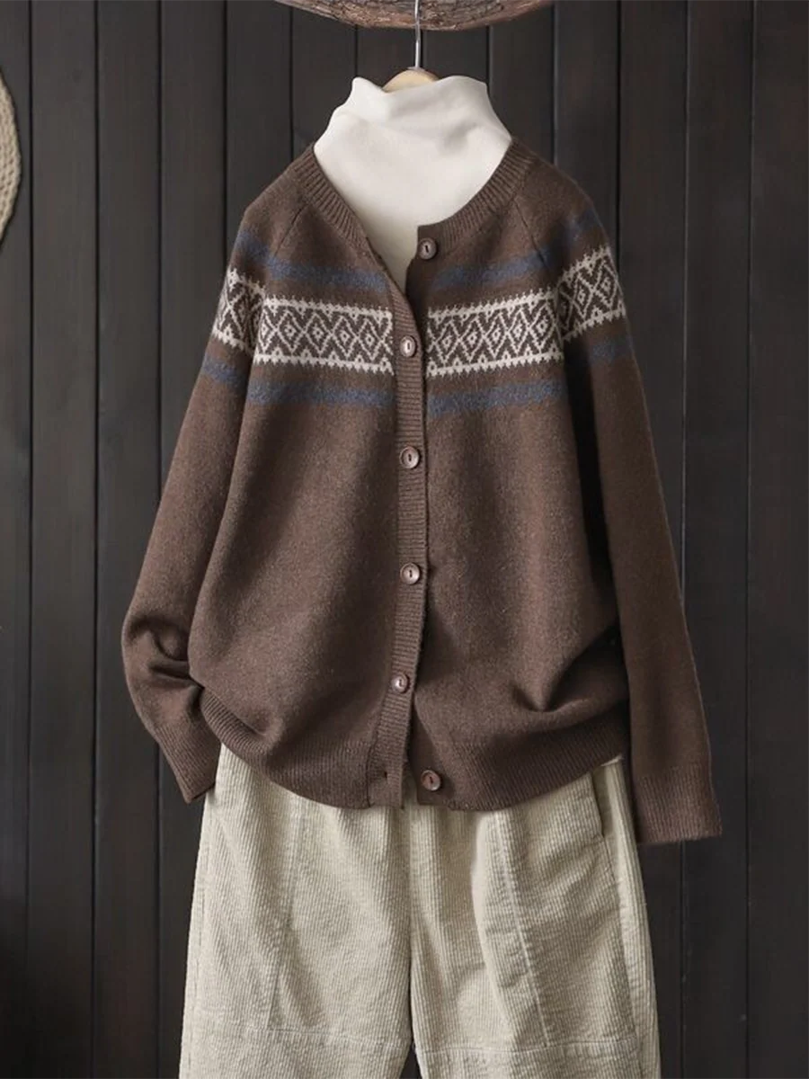Women's Soft Totem Print Soft Button Cardigan Sweater - Image 7