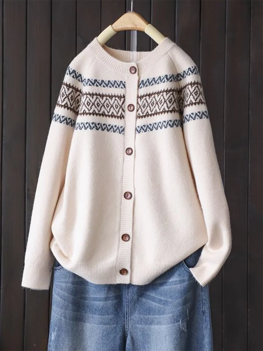 Women's Soft Totem Print Soft Button Cardigan Sweater - Image 8