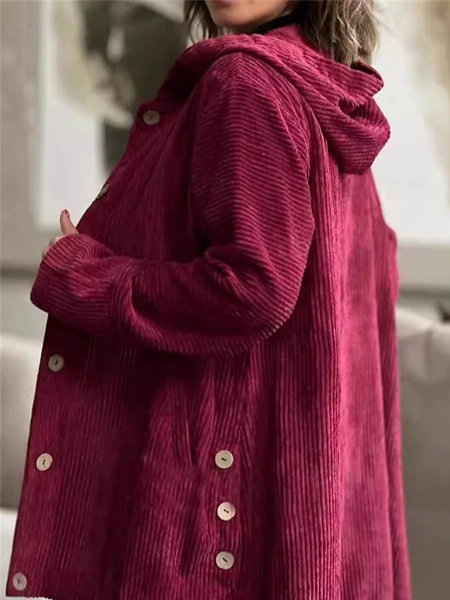 Women's Solid Color Long Sleeve Casual Loose Hooded Cardigan - Image 2