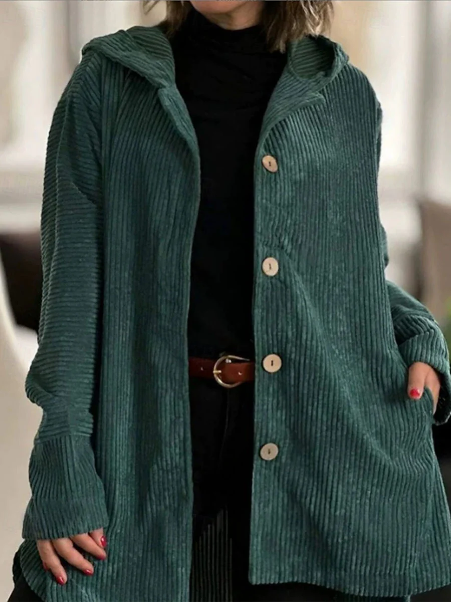 Women's Solid Color Long Sleeve Casual Loose Hooded Cardigan - Image 3