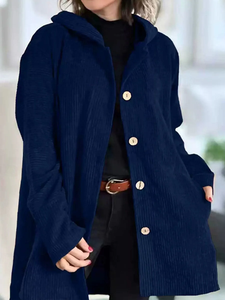 Women's Solid Color Long Sleeve Casual Loose Hooded Cardigan - Image 5