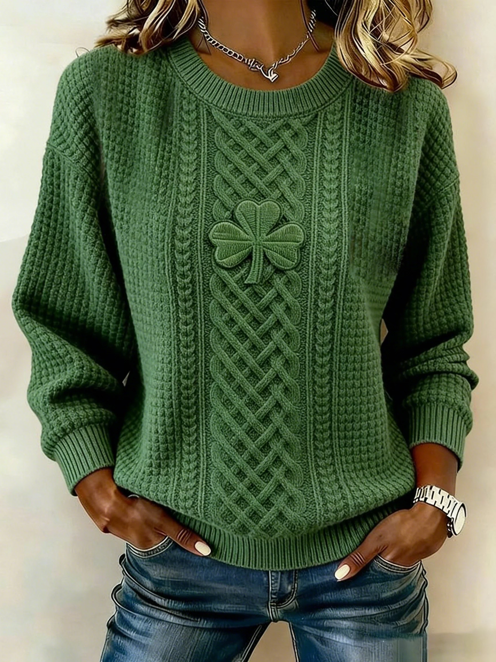 Women's St. Patrick's Day Knit Sweatshirt - Image 2