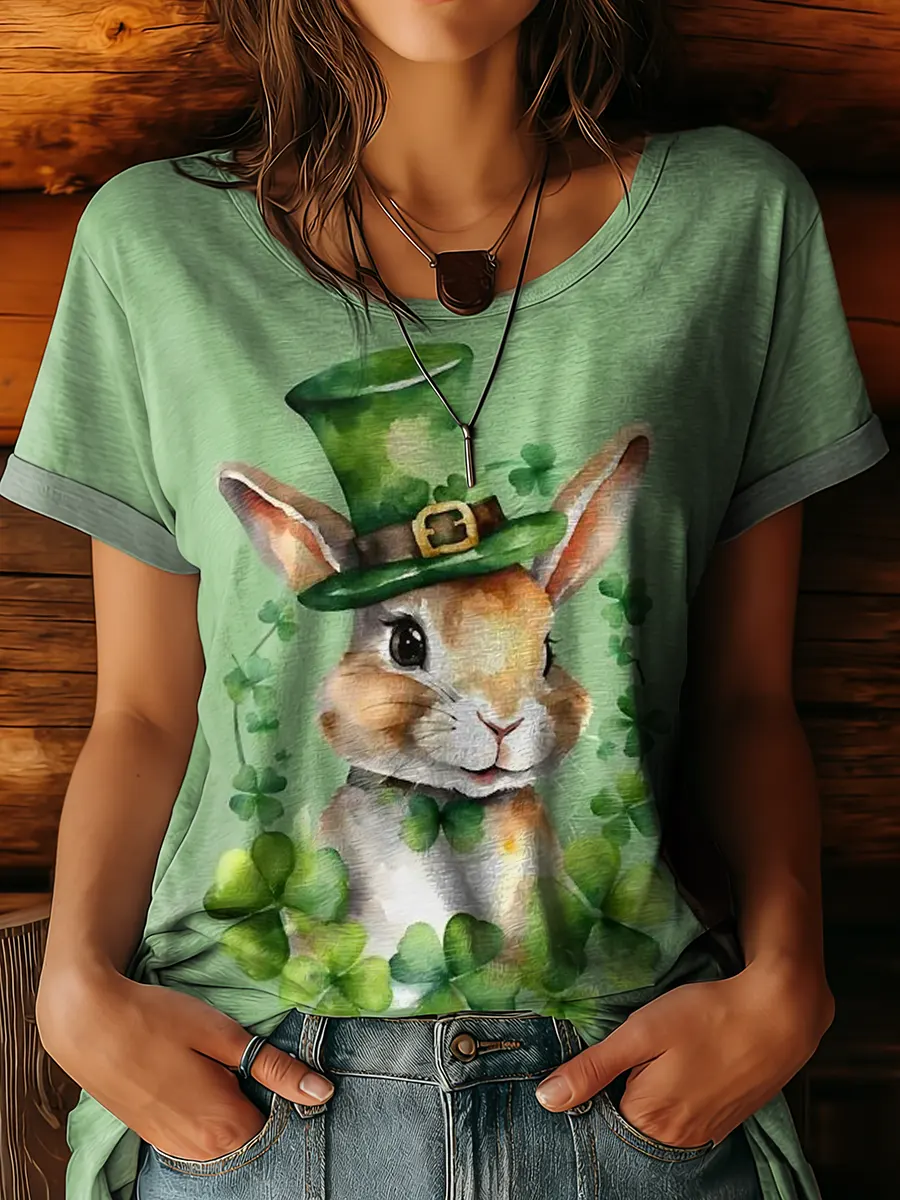 Women's St. Patrick's Day Print Crew Neck T-Shirt