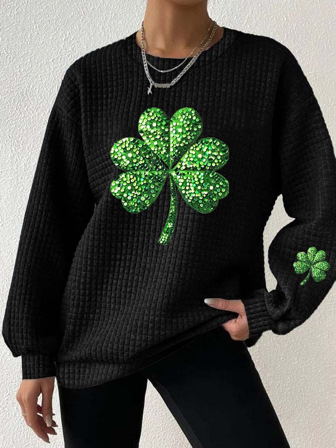Women's St. Patrick's Day Printed Crew Neck Sweatshirt - Image 3
