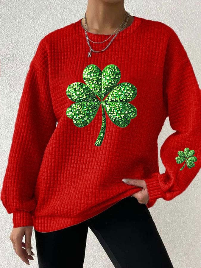 Women's St. Patrick's Day Printed Crew Neck Sweatshirt - Image 4