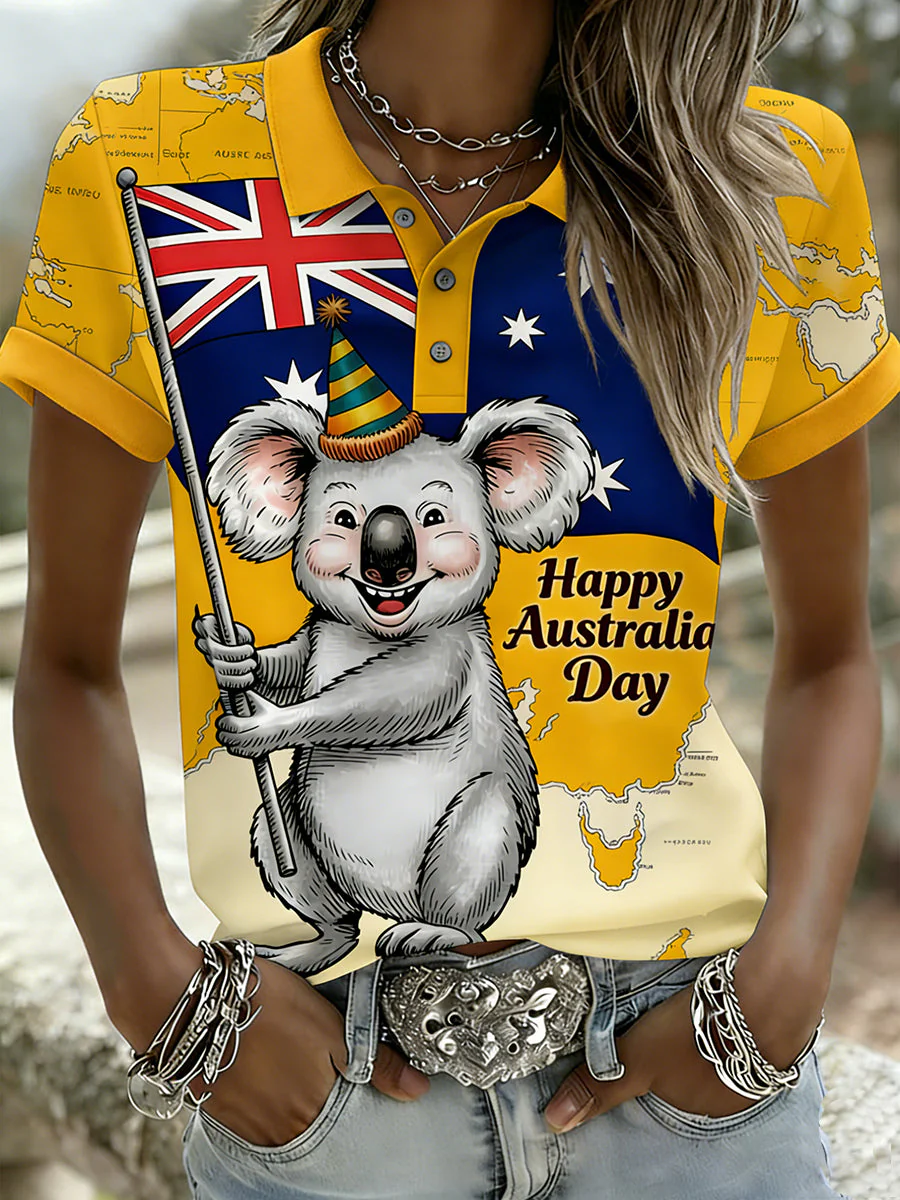 Women's Vintage Australian Holiday Casual Comfortable Polo Shirt - Image 2