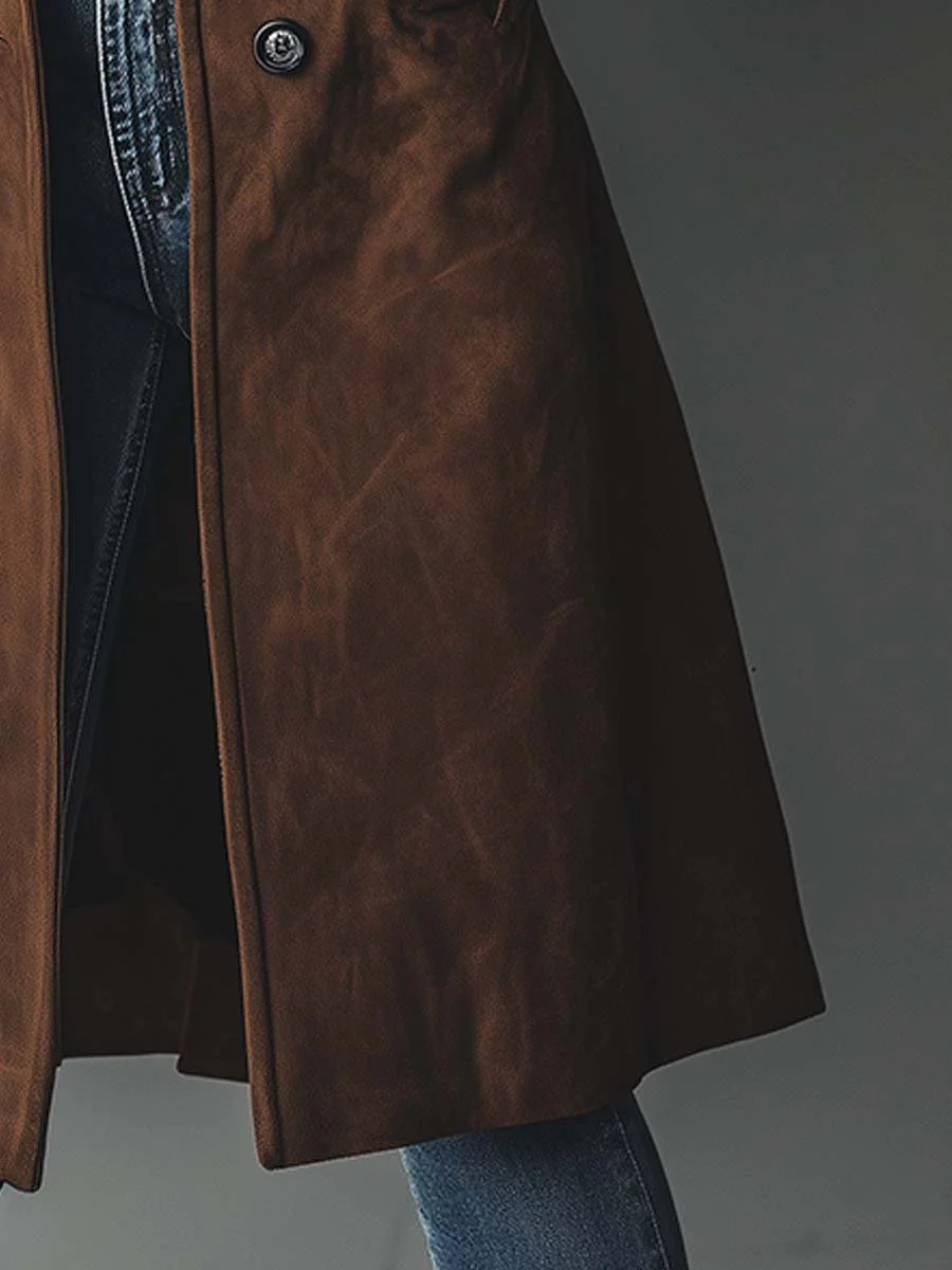 Women's Vintage Suede Trench Coat - Image 6