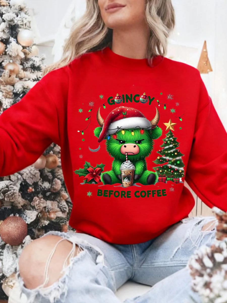 Women's Western Vintage Christmas Print Crew Neck Sweatshirt
