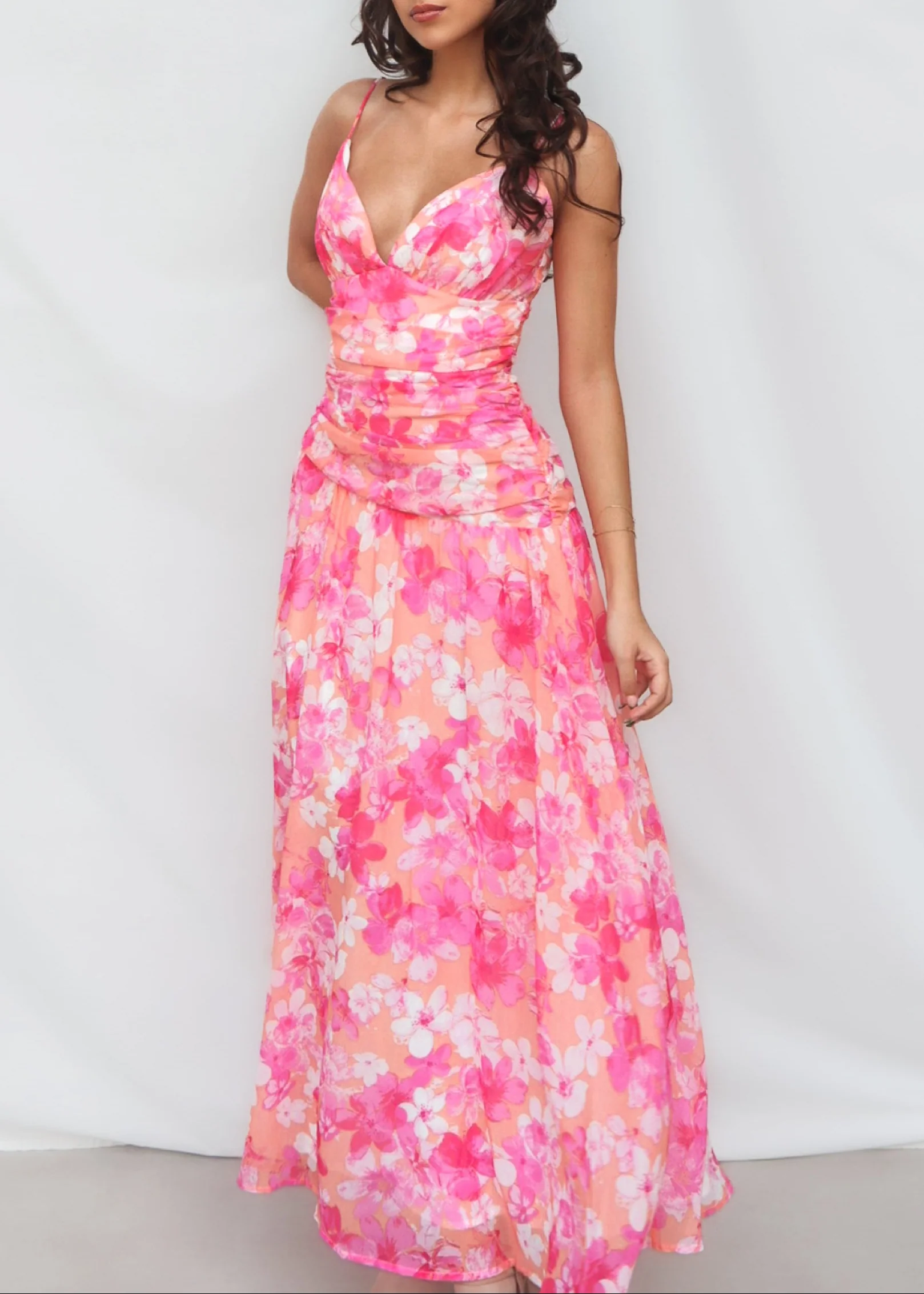 Yura Maxi Dress - Pink Floral - Image 2
