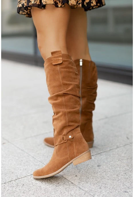 Winter Knee High Boots 2022 New Fashion Retro Woman Booties Low Heel Side Zip Suede Thigh High Women's Boots - Image 5