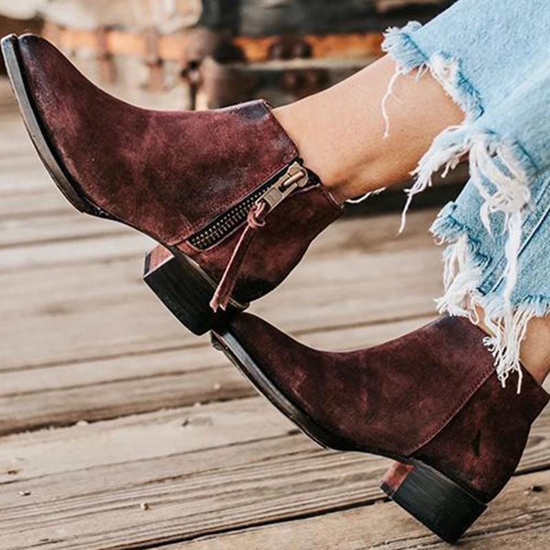 Zipper Low Heel All Season Booties - Image 4